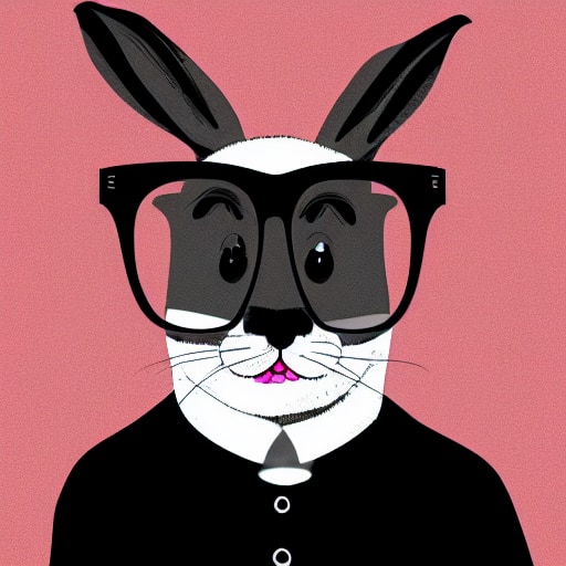 Hase mit schwarzer Brille ganz mit Ohren. (swissxprint.ch)